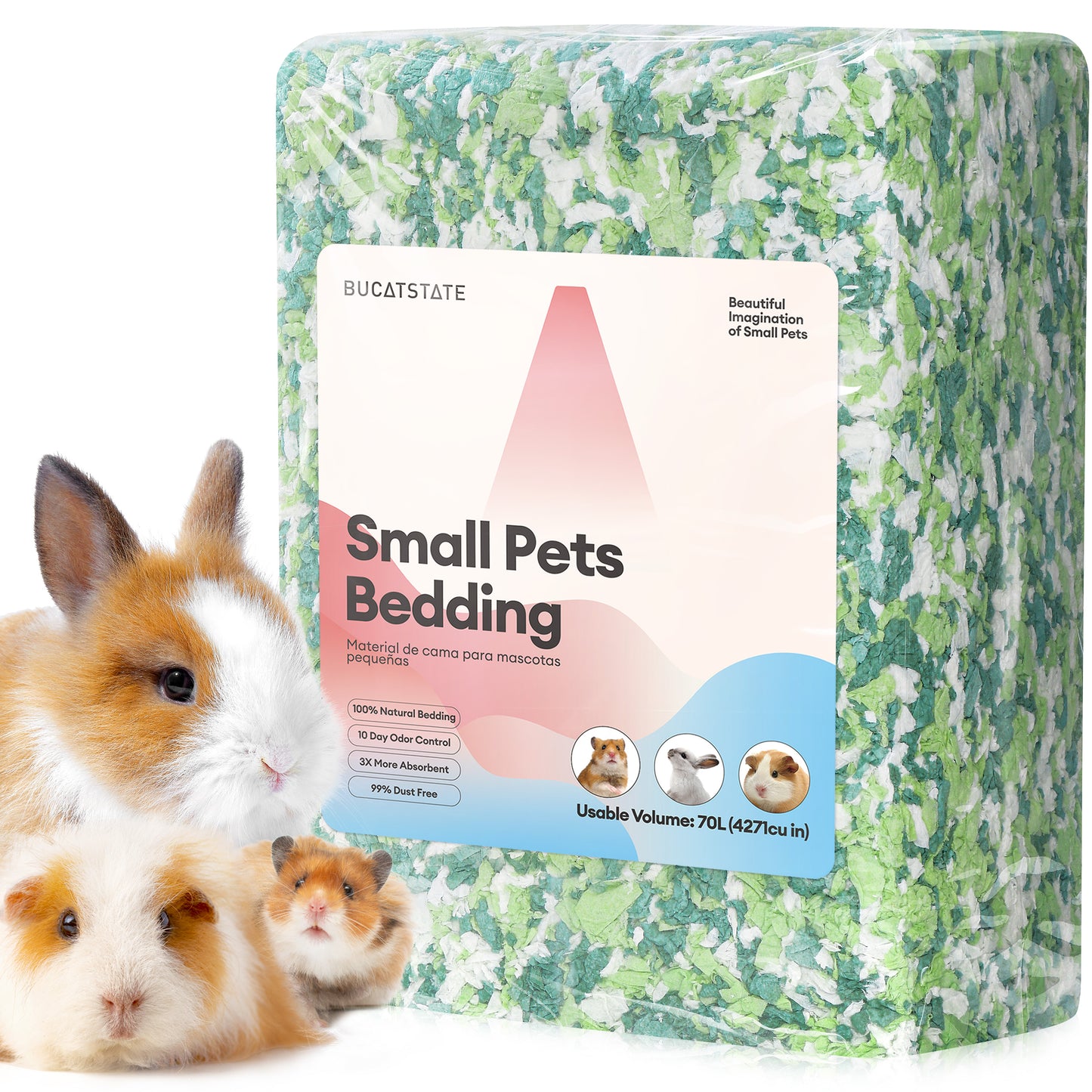 BUCATSTATE Natural Paper Small Pet Bedding with Christmas Special Edition (20L/50L/70L)