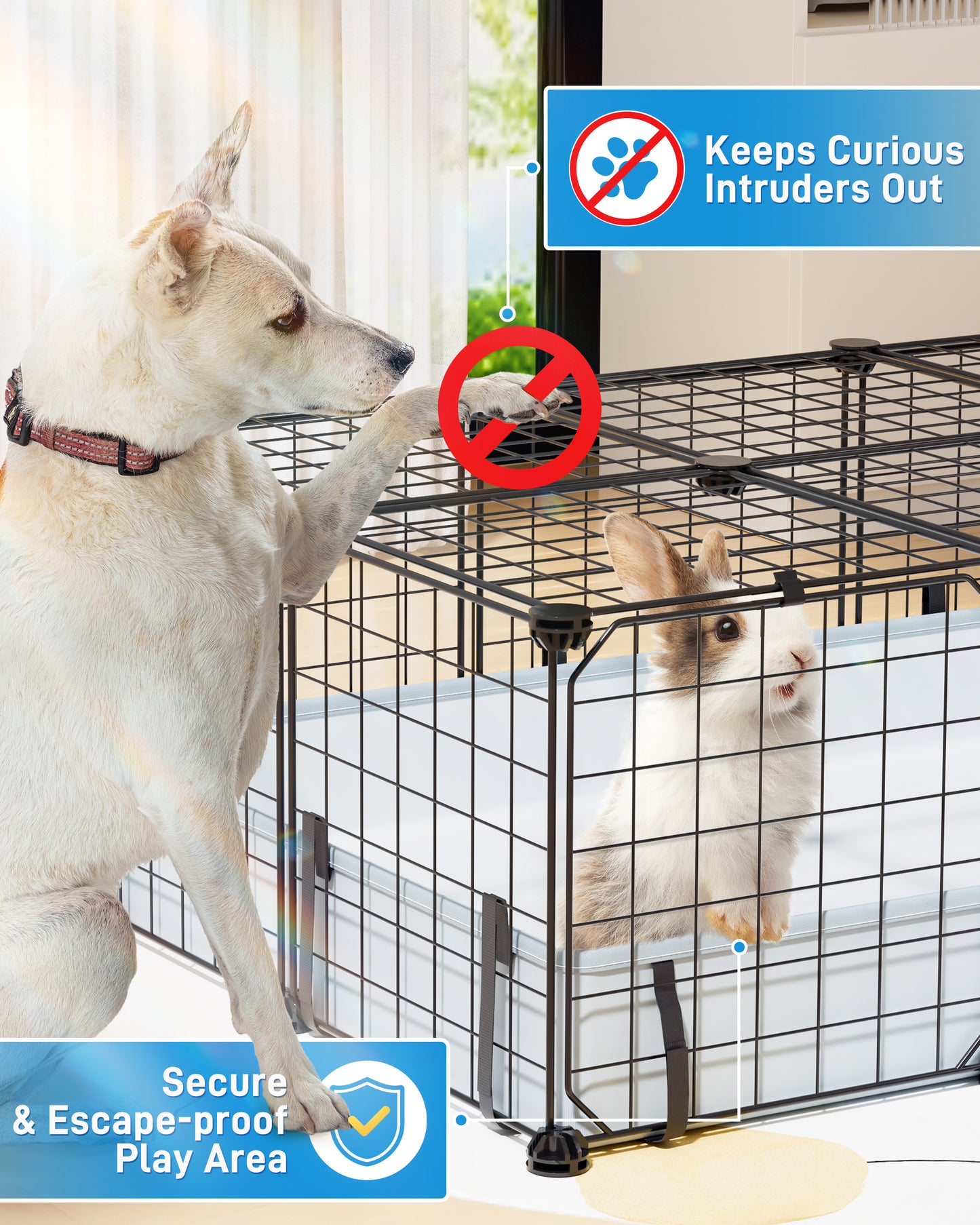 20 Panels Guinea Pigs Cages with Waterproof Mat (47" L*24" W*12" H), Suitable for Hedgehogs Bunny, Chinchillas
