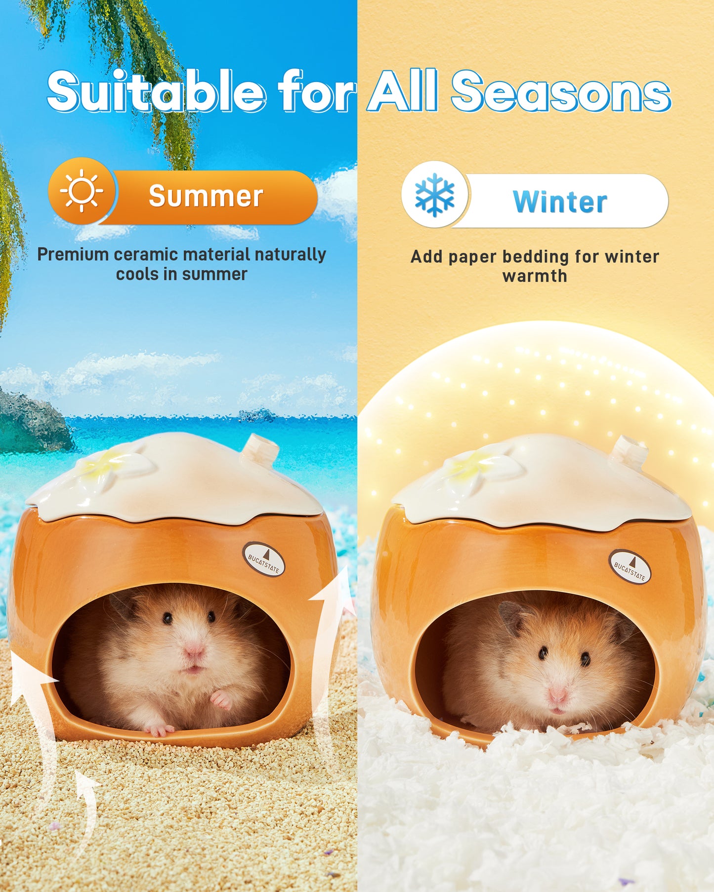 BUCATSTATE Ceramic Hamster Hideout All-Season Used Cute Fruit Design