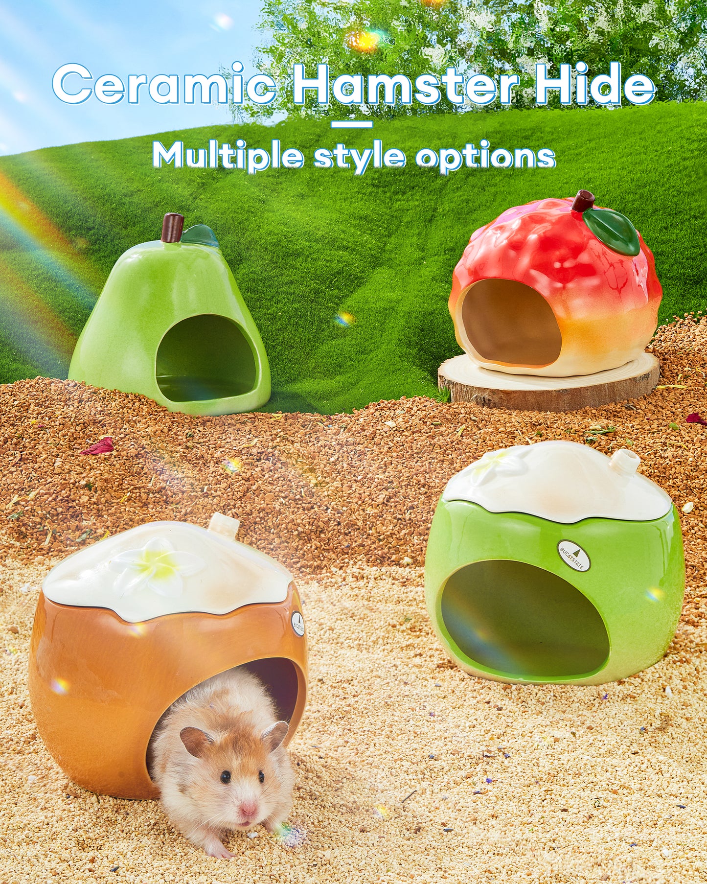 BUCATSTATE Ceramic Hamster Hideout All-Season Used Cute Fruit Design