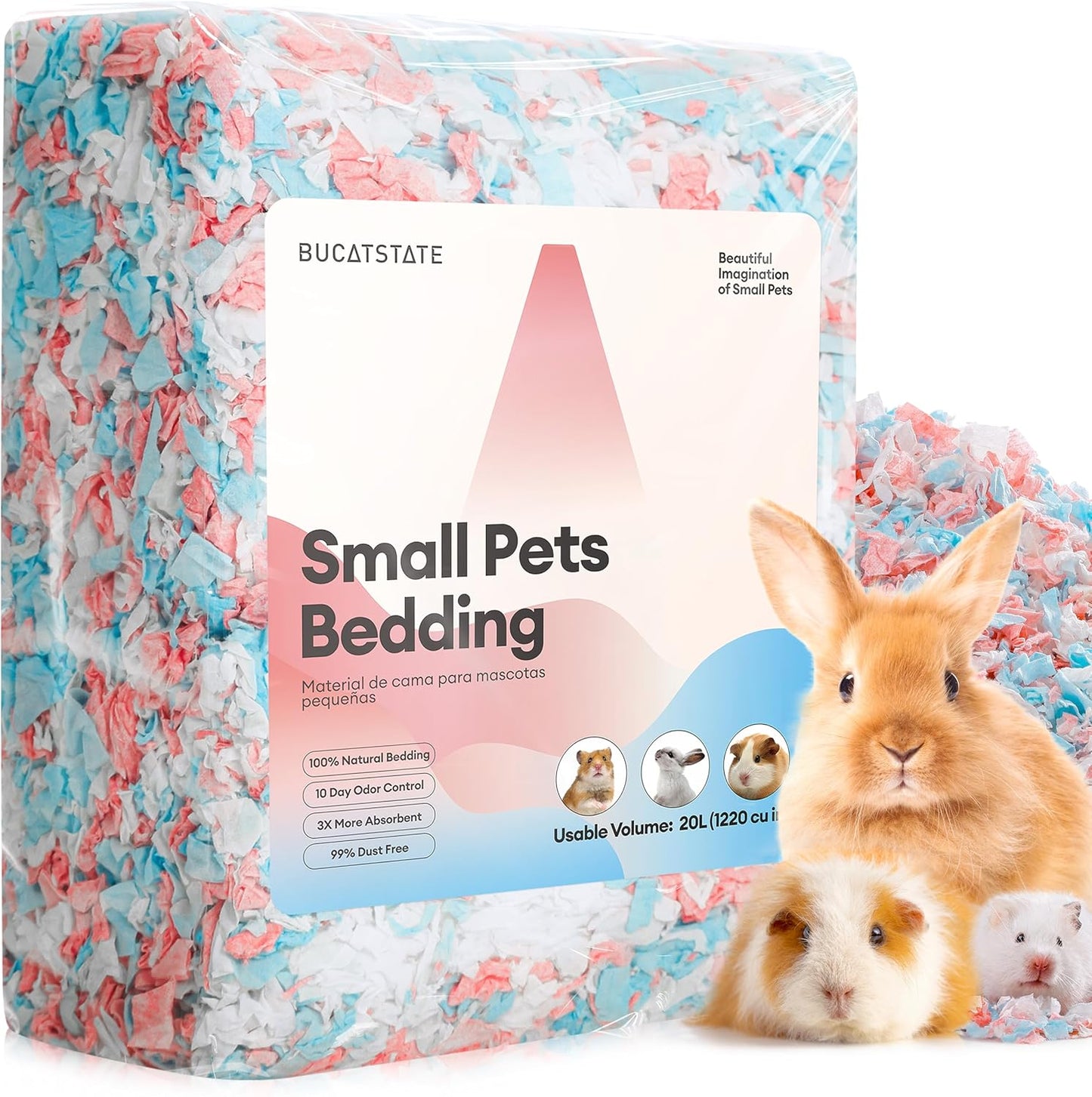 BUCATSTATE Natural Paper Small Pet Bedding with Christmas Special Edition (20L/50L/70L)
