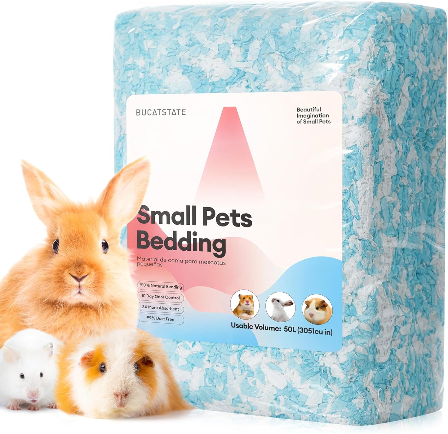 BUCATSTATE Natural Paper Small Pet Bedding with Christmas Special Edition (20L/50L/70L)