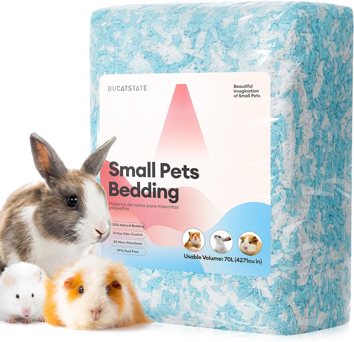 BUCATSTATE Natural Paper Small Pet Bedding with Christmas Special Edition (20L/50L/70L)