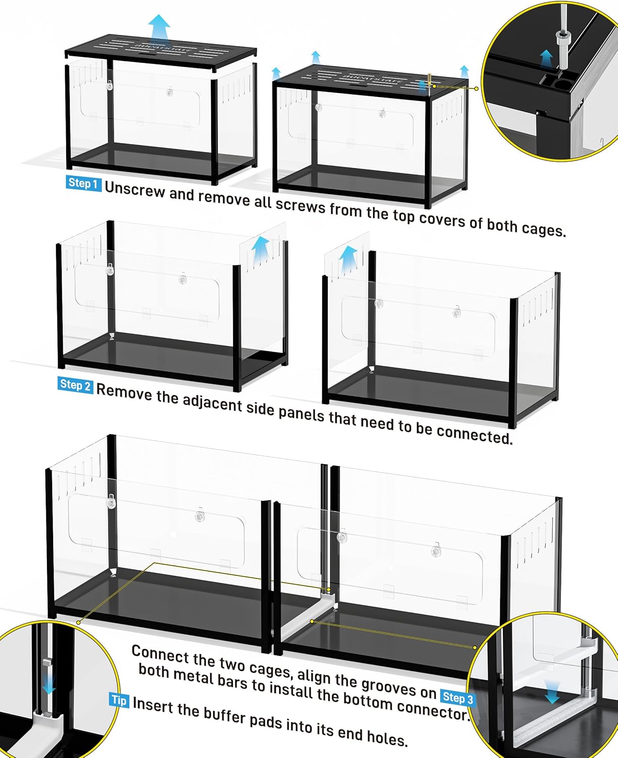 BUCATSTATE Cage 2.0 Universal Connection Accessories, Only for 31 in/80cm BUCATSTATE Metal Cages (White)