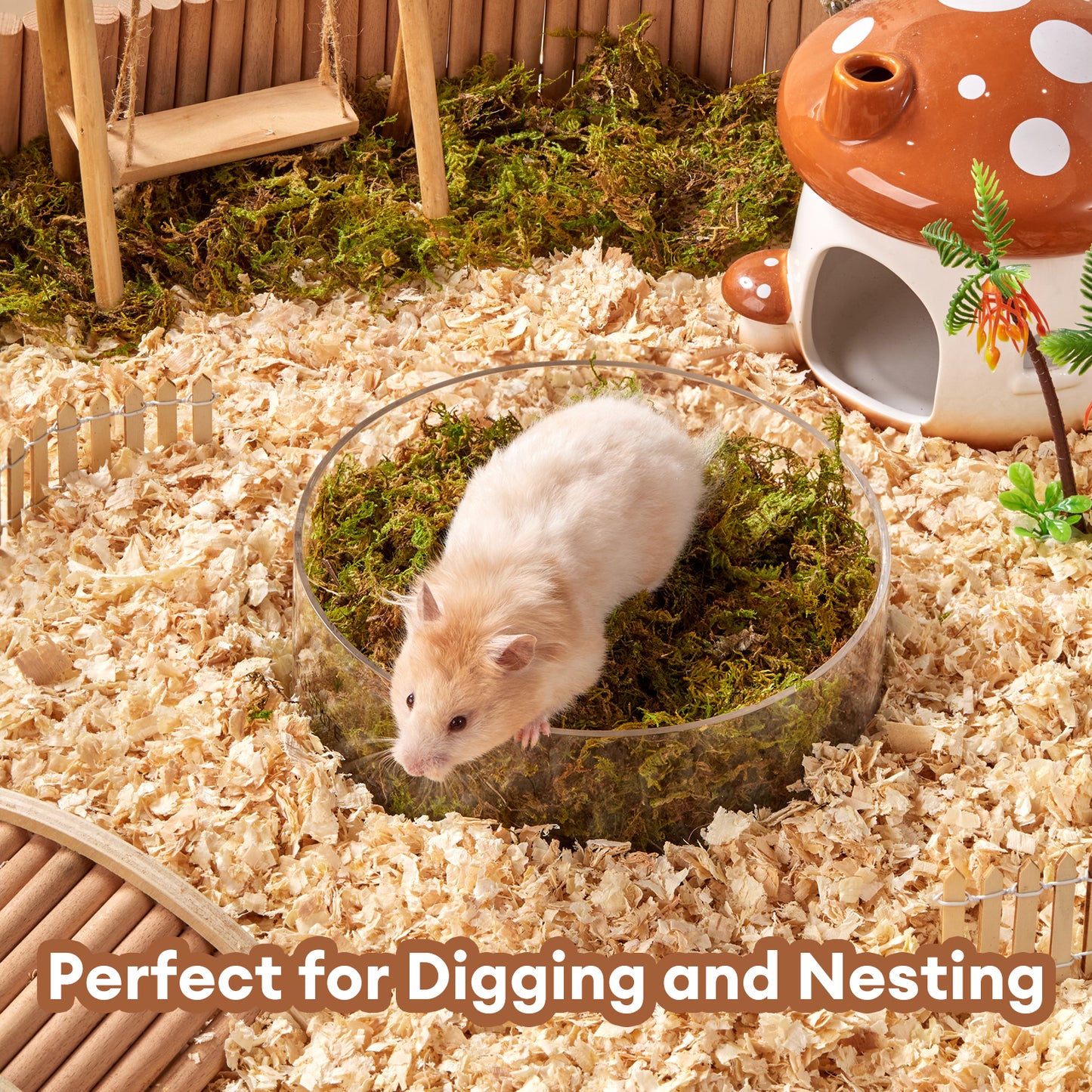 BUCATSTATE 5L Hamster Bedding, Natural Forest Moss Hamster Bedding Odor Control, Nature Hamsters Substrate Cage Accessories for Dwarf Syrian Hamsters, Mice, Gerbils (Dried Moss)