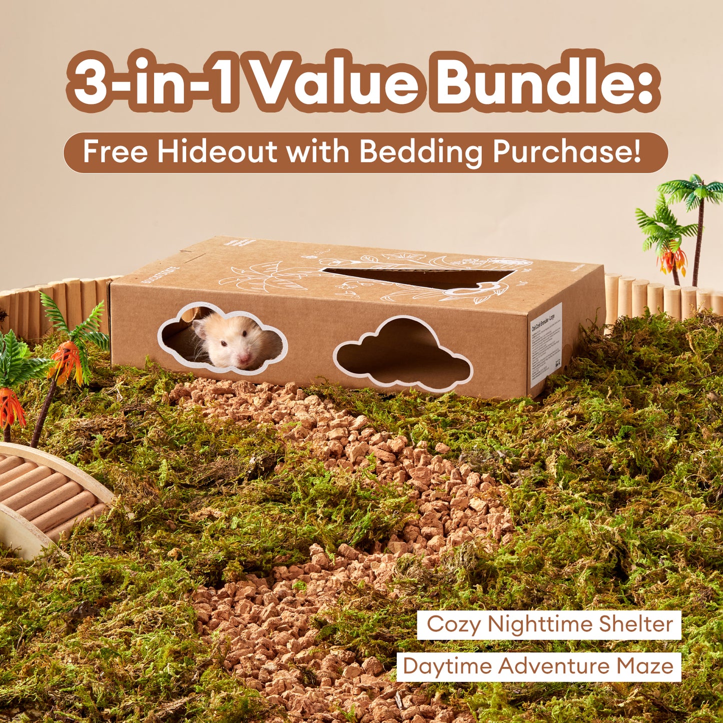 BUCATSTATE 5L Hamster Bedding, Natural Forest Moss Hamster Bedding Odor Control, Nature Hamsters Substrate Cage Accessories for Dwarf Syrian Hamsters, Mice, Gerbils (Dried Moss)