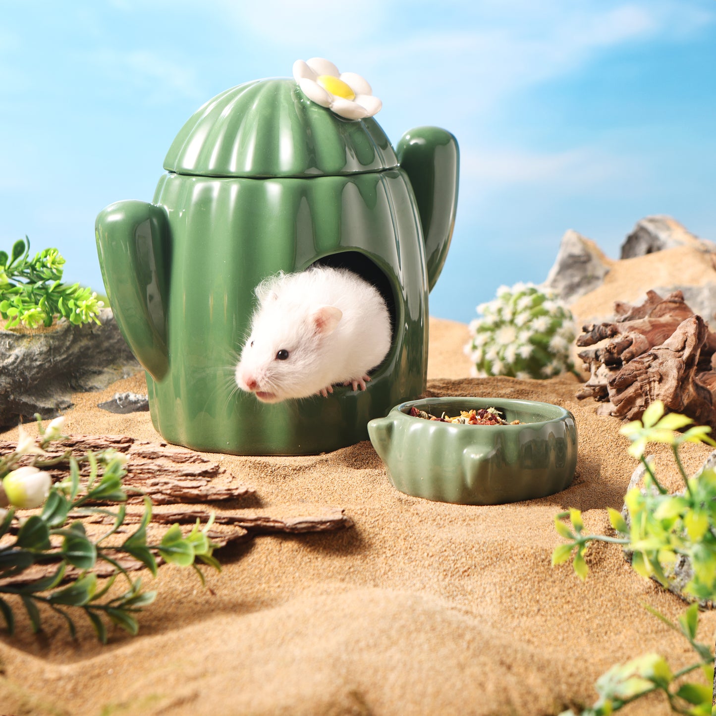 BUCATSTATE Cactus Series Ceramic Hamster Supplies