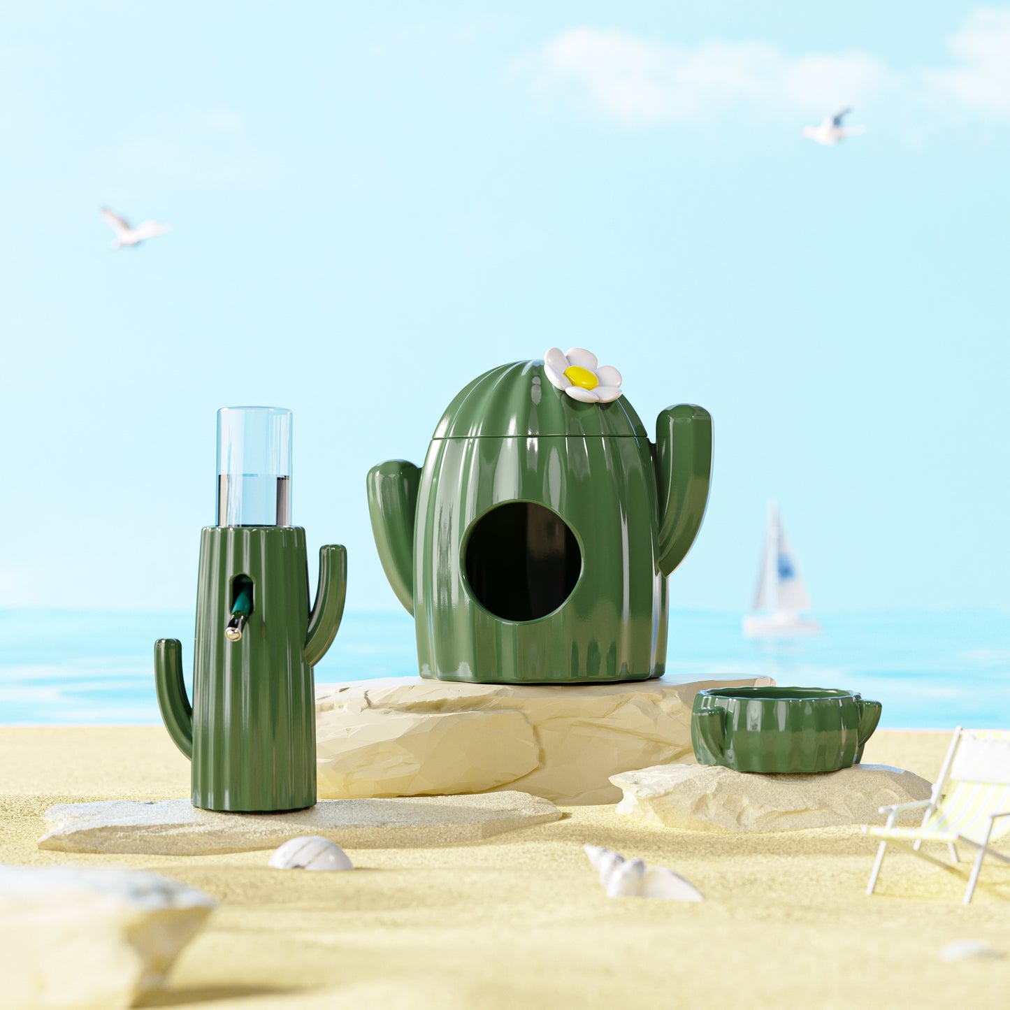 BUCATSTATE Cactus Series Ceramic Hamster Supplies