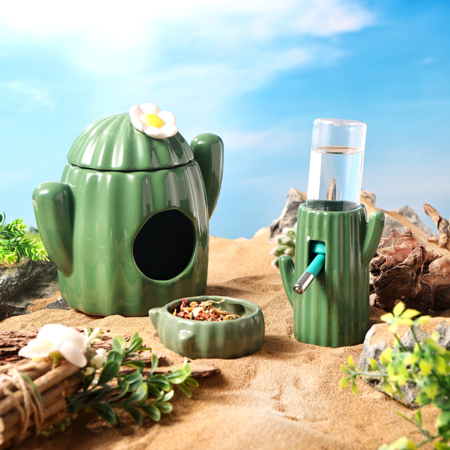 BUCATSTATE Cactus Series Ceramic Hamster Supplies
