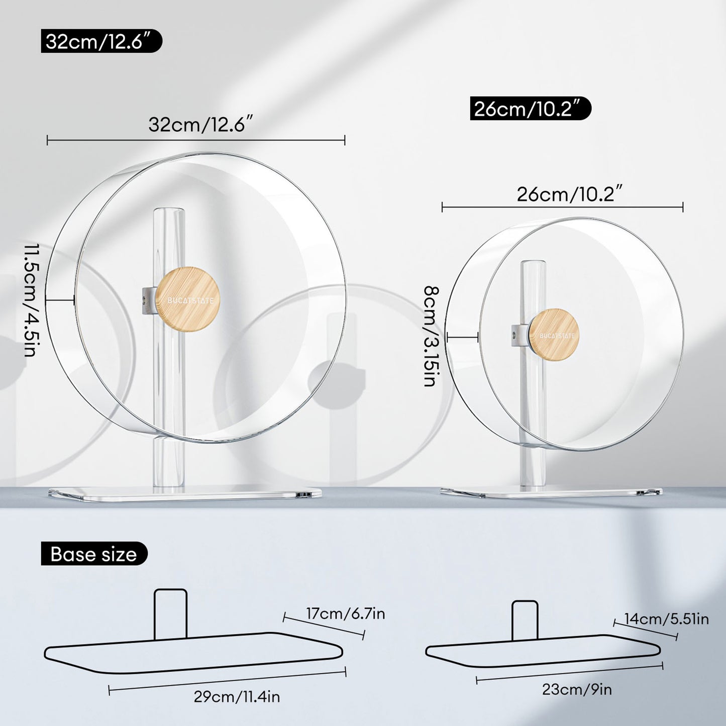 BUCATSTATE Super Silent Acrylic Hamster Wheel - 12.5 Inch