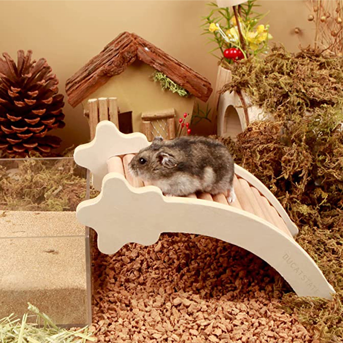 BUCATSTATE Hamster Climbing Ladder Wooden Toy
