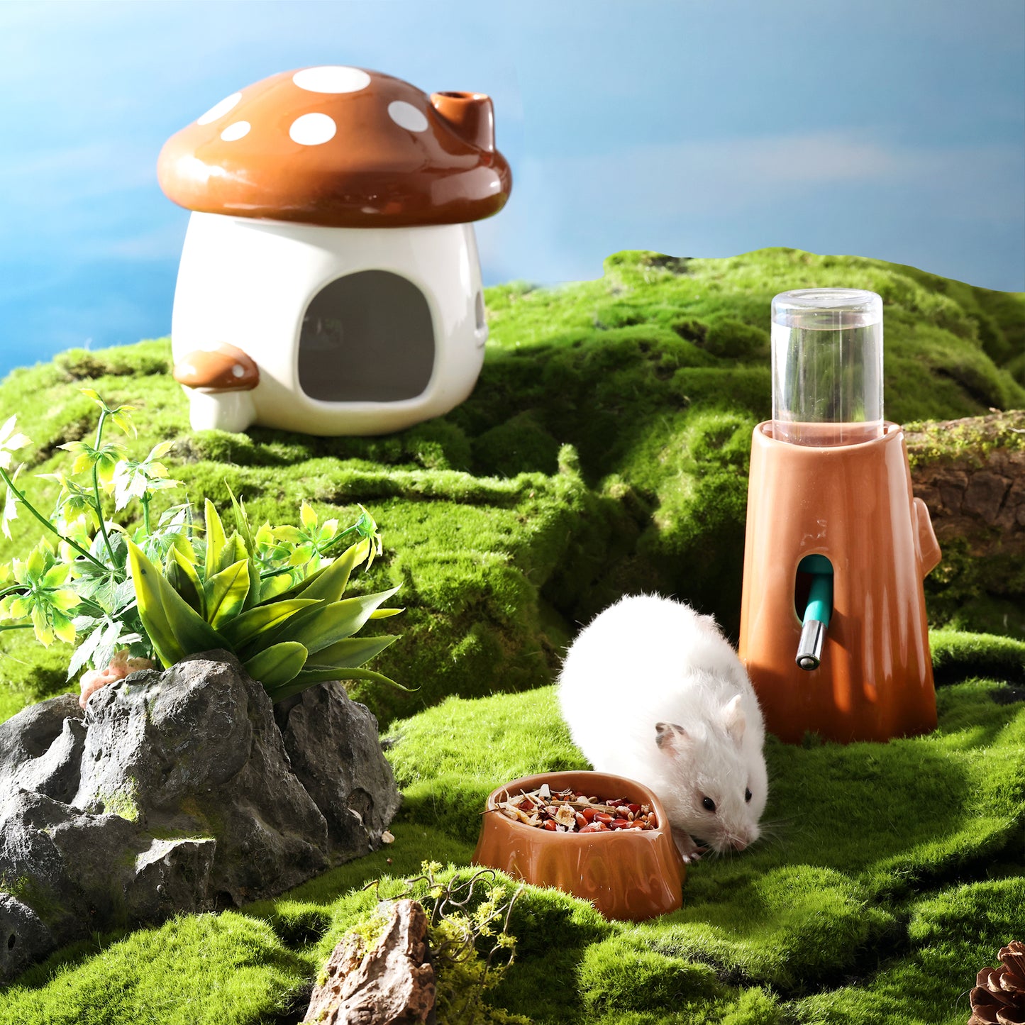 BUCATSTATE Mushroom Series Ceramic Hamster Supplies