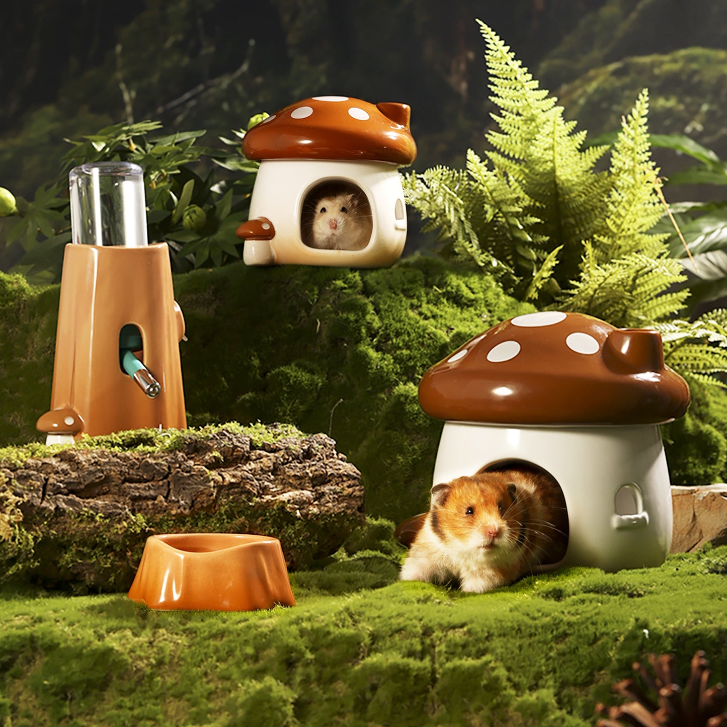 BUCATSTATE Mushroom Series Ceramic Hamster Supplies
