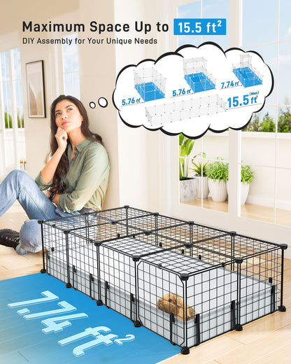 20 Panels Guinea Pigs Cages with Waterproof Mat (47" L*24" W*12" H), Suitable for Hedgehogs Bunny, Chinchillas