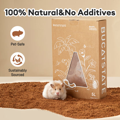 BUCATSTATE 5L Natural Coco Fiber Hamster Bedding, Soft Natural Coco Fiber Substrate for Small Pets & Dwarf Syrian Hamsters, Gerbils, Mice, Low-dust Hamster Hamsters