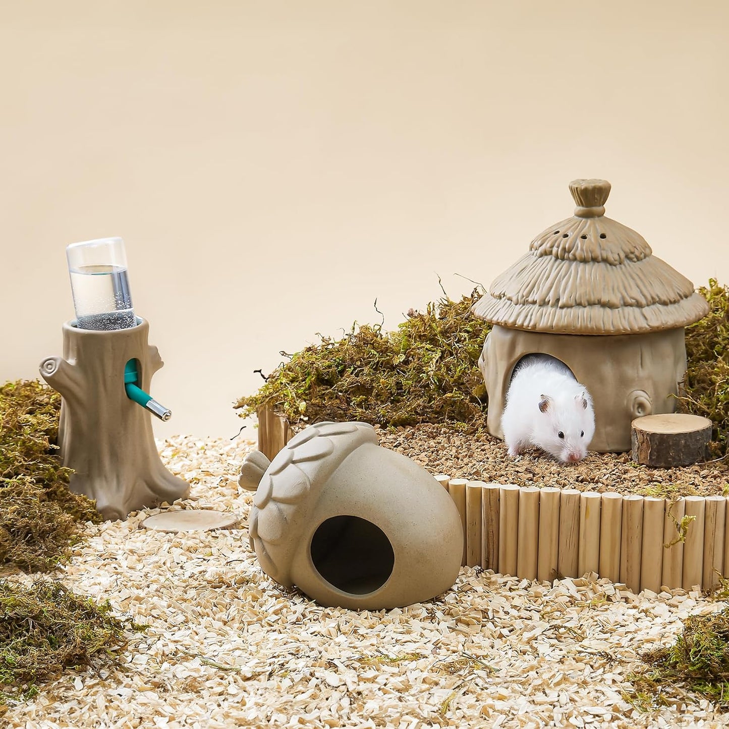 BUCATSTATE Hamster Acorn Ceramic Hideout