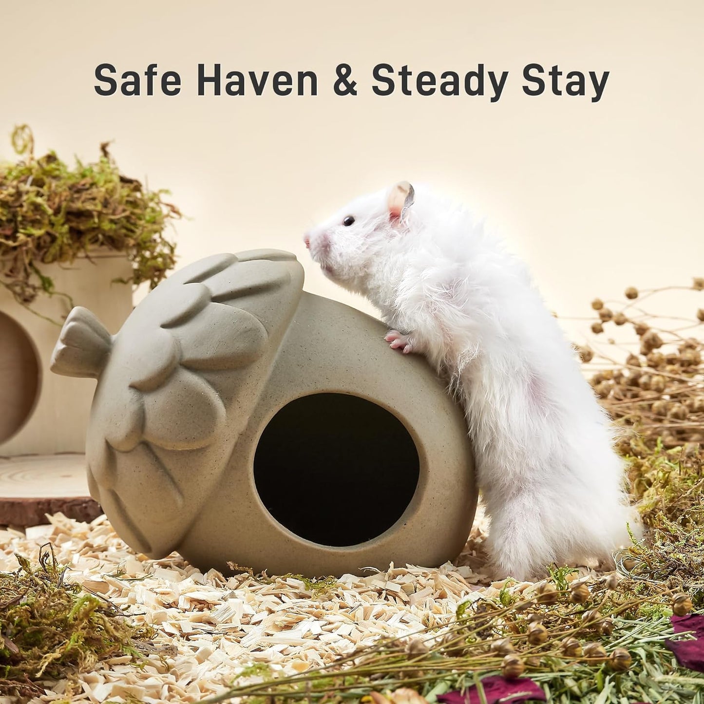 BUCATSTATE Hamster Acorn Ceramic Hideout