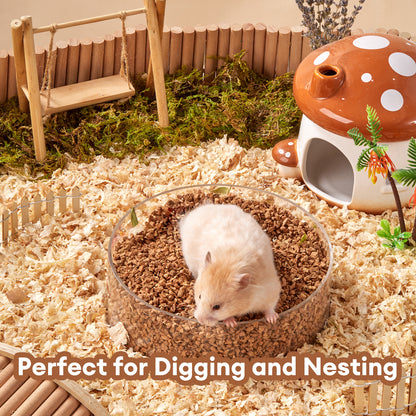 BUCATSTATE Cork Bedding 5L, Natural Hamster Bedding Odor Control for Dwarf Syrian Hamsters, Gerbils, Mice, Low-dust Hamster Substrate with Paper Hideout Box (Grain 2-4mm or 4-5mm)