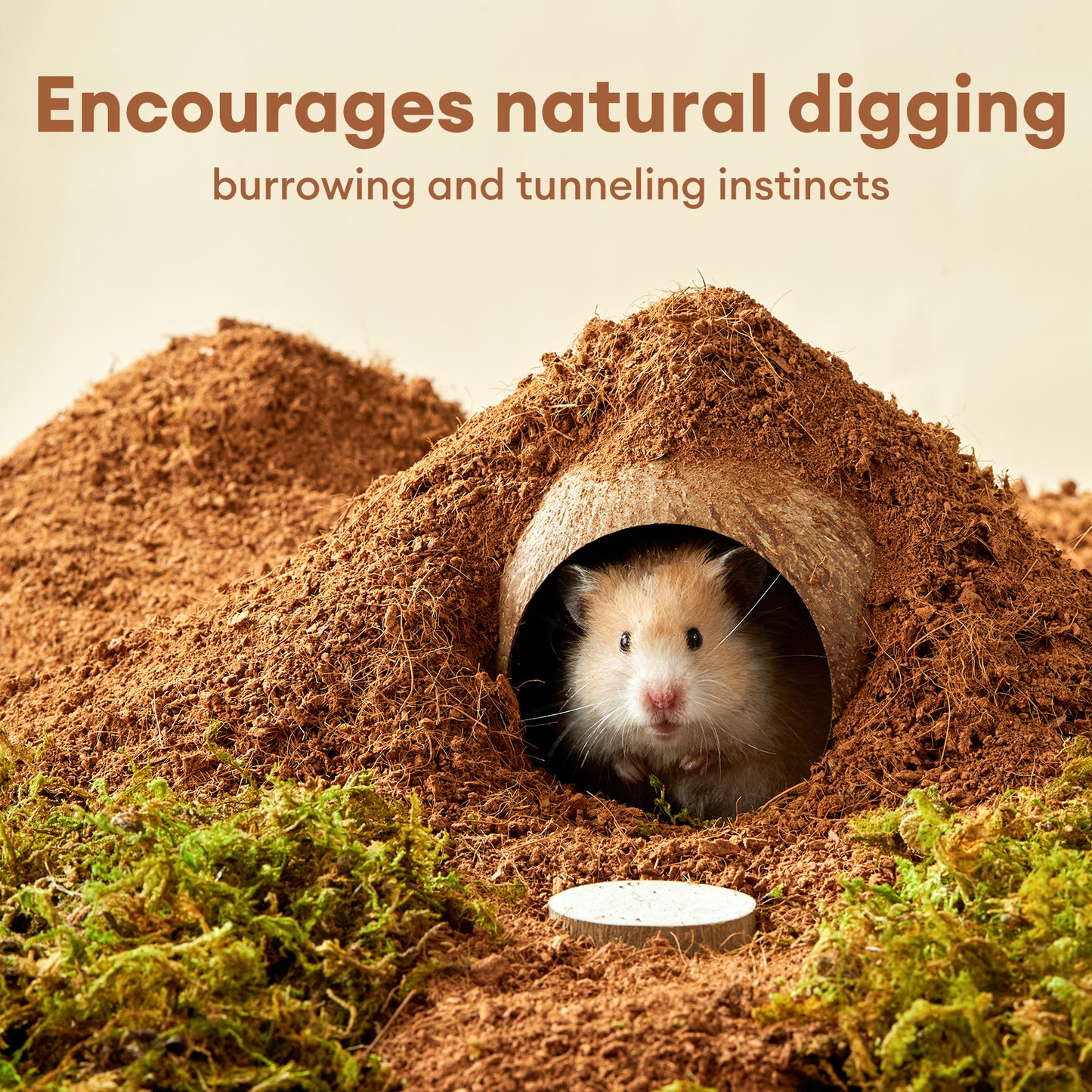 BUCATSTATE 5L Natural Coco Fiber Hamster Bedding, Soft Natural Coco Fiber Substrate for Small Pets & Dwarf Syrian Hamsters, Gerbils, Mice, Low-dust Hamster Hamsters