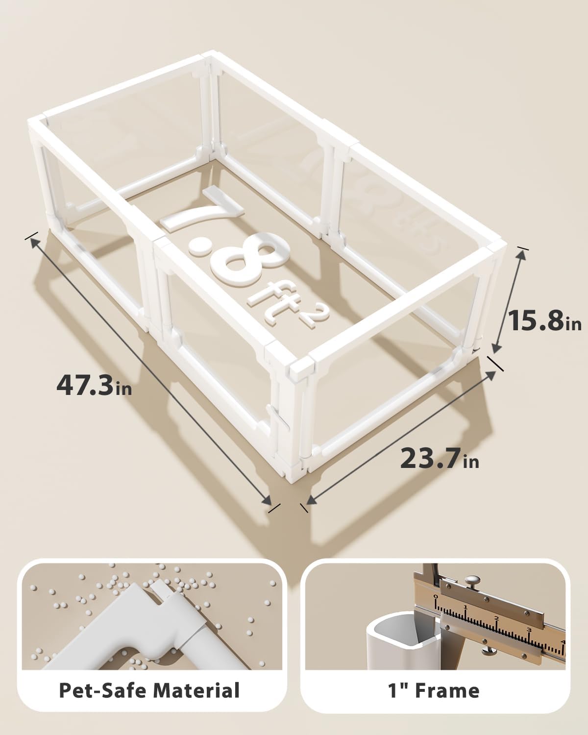 BUCATSTATE Acrylic Small Animal Playpen: 2 Size Options (7.8 & 15.5 sq ft) | Spacious Transparent Habitat, Easy Tool-Free Setup with Door for Rabbits, Guinea Pigs, Hedgehogs, Quail