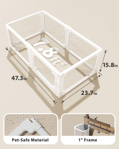 BUCATSTATE Acrylic Small Animal Playpen: 2 Size Options (7.8 & 15.5 sq ft) | Spacious Transparent Habitat, Easy Tool-Free Setup with Door for Rabbits, Guinea Pigs, Hedgehogs, Quail