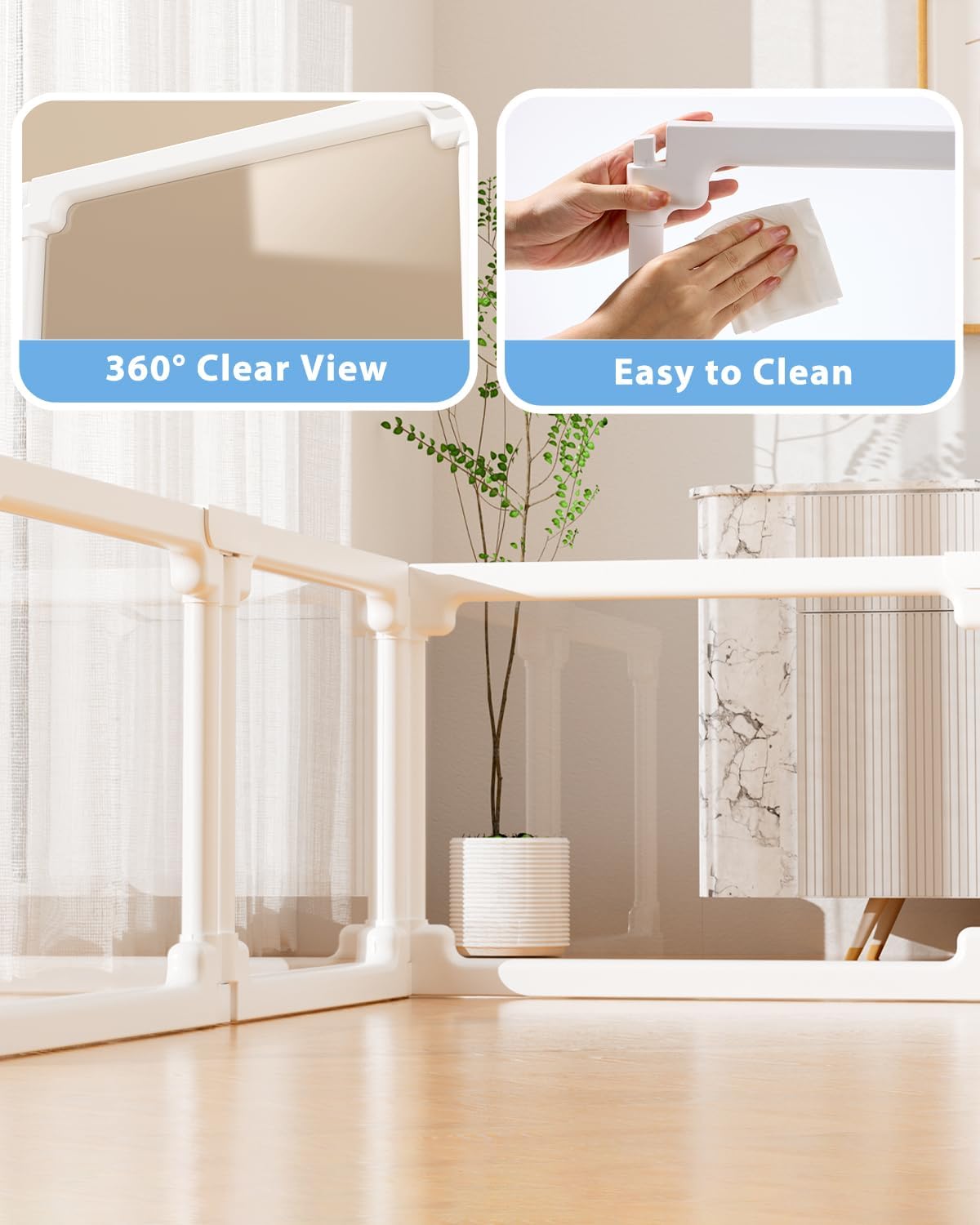 BUCATSTATE Acrylic Small Animal Playpen: 2 Size Options (7.8 & 15.5 sq ft) | Spacious Transparent Habitat, Easy Tool-Free Setup with Door for Rabbits, Guinea Pigs, Hedgehogs, Quail