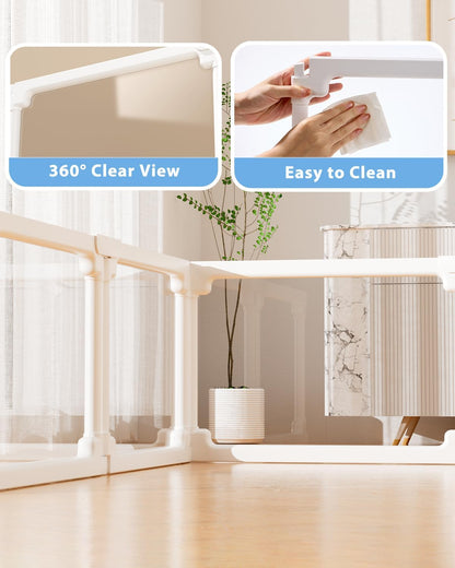 BUCATSTATE Acrylic Small Animal Playpen: 2 Size Options (7.8 & 15.5 sq ft) | Spacious Transparent Habitat, Easy Tool-Free Setup with Door for Rabbits, Guinea Pigs, Hedgehogs, Quail