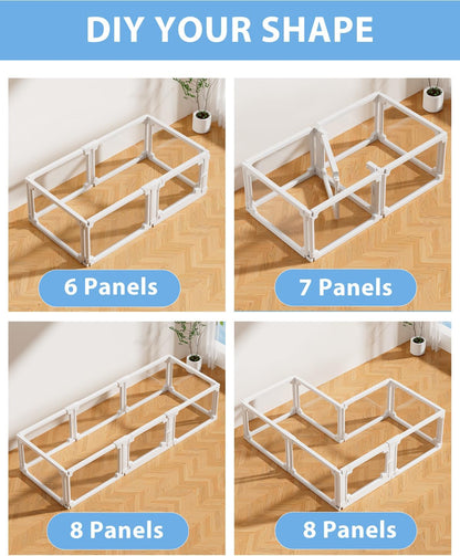 BUCATSTATE Acrylic Small Animal Playpen: 2 Size Options (7.8 & 15.5 sq ft) | Spacious Transparent Habitat, Easy Tool-Free Setup with Door for Rabbits, Guinea Pigs, Hedgehogs, Quail