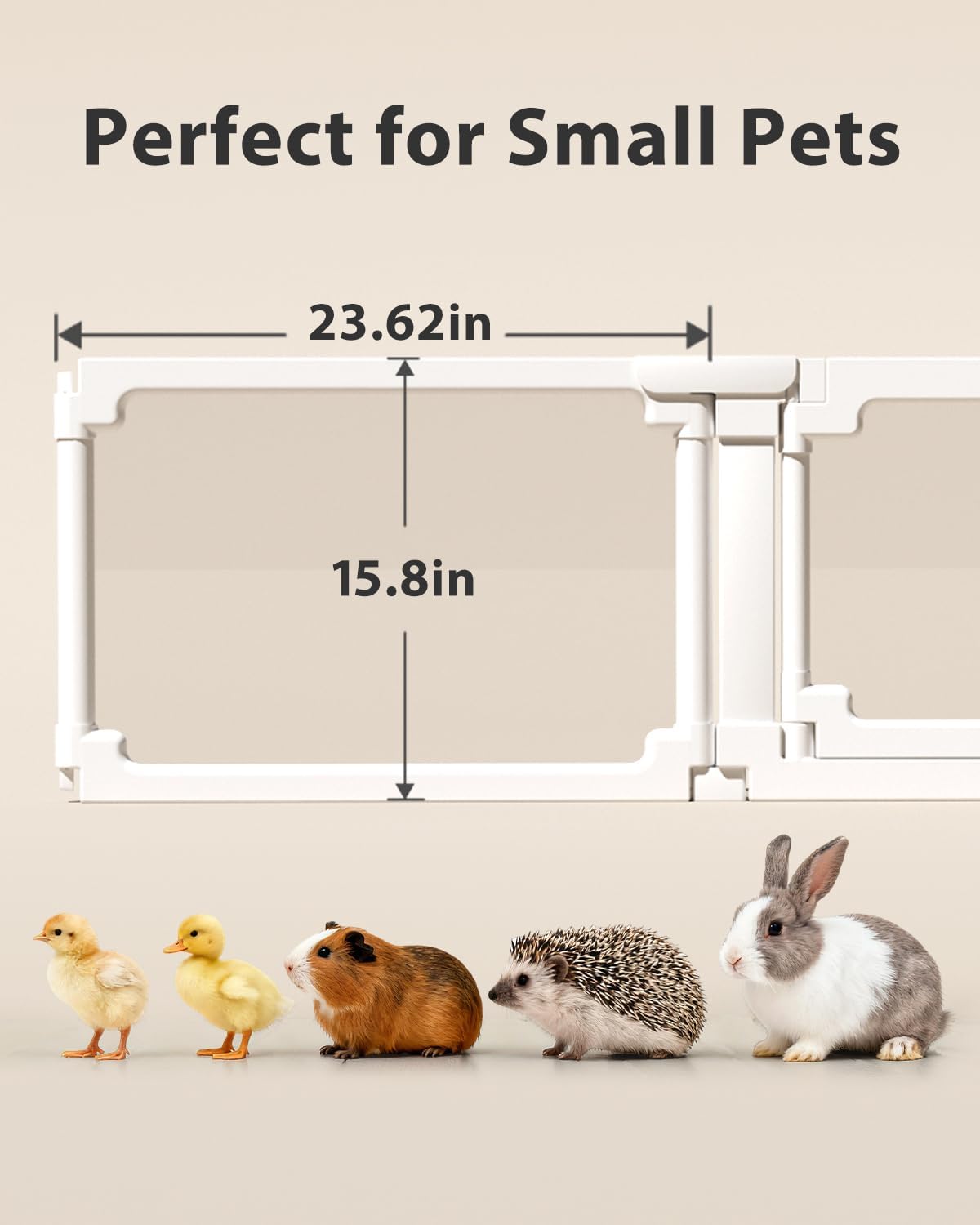 BUCATSTATE Acrylic Small Animal Playpen: 2 Size Options (7.8 & 15.5 sq ft) | Spacious Transparent Habitat, Easy Tool-Free Setup with Door for Rabbits, Guinea Pigs, Hedgehogs, Quail