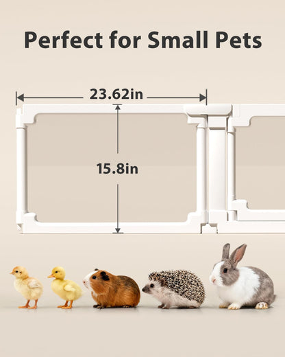 BUCATSTATE Acrylic Small Animal Playpen: 2 Size Options (7.8 & 15.5 sq ft) | Spacious Transparent Habitat, Easy Tool-Free Setup with Door for Rabbits, Guinea Pigs, Hedgehogs, Quail
