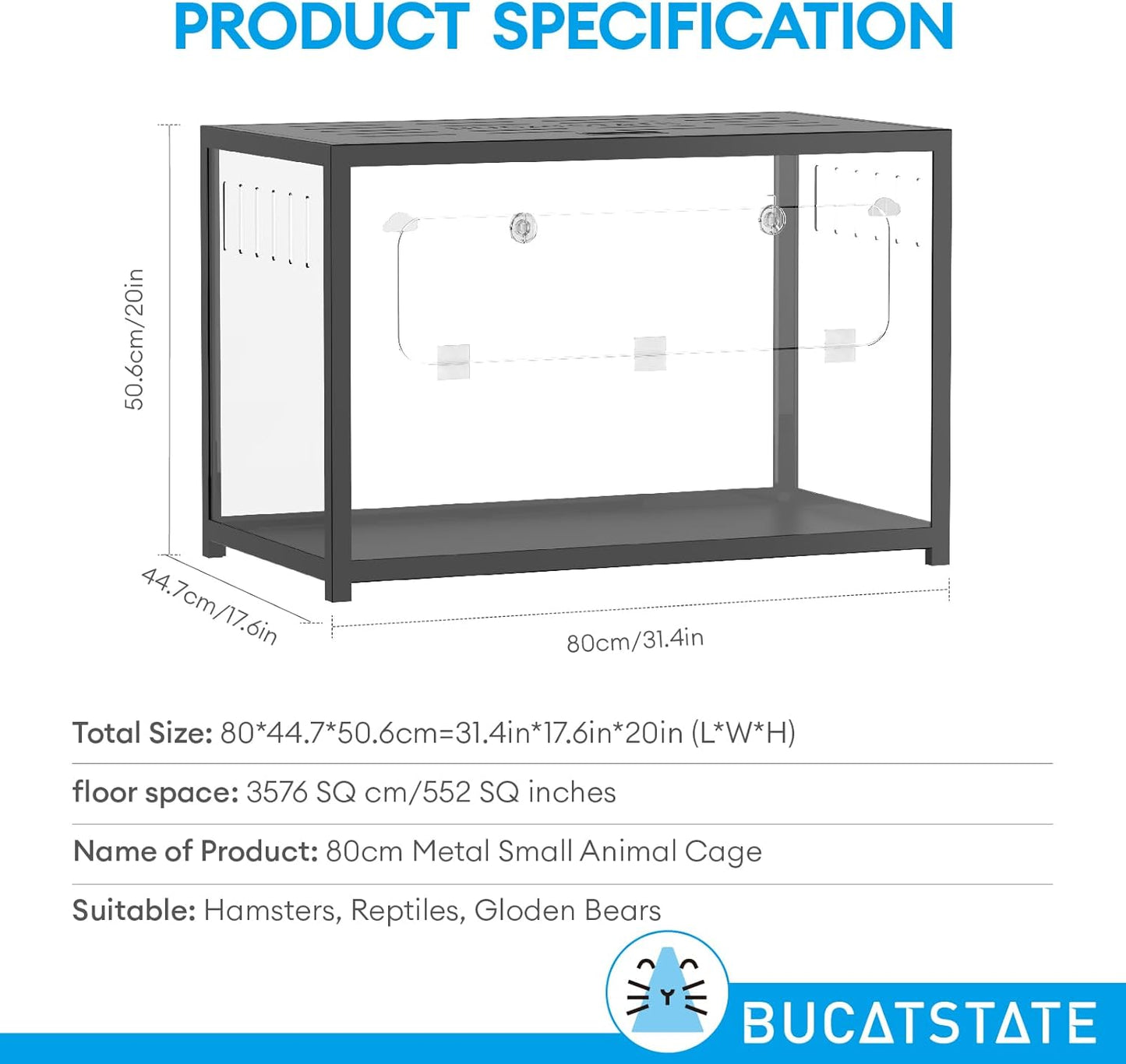 🔥ON SALE BUCATSTATE Hamster Cage Metal 2.0 - 31.4L*17.6W*20H Inches (552sq inch Black, Only US)