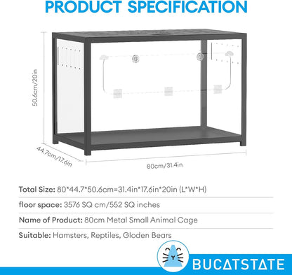 🔥ON SALE BUCATSTATE Hamster Cage Metal 2.0 - 31.4L*17.6W*20H Inches (552sq inch Black, Only US)