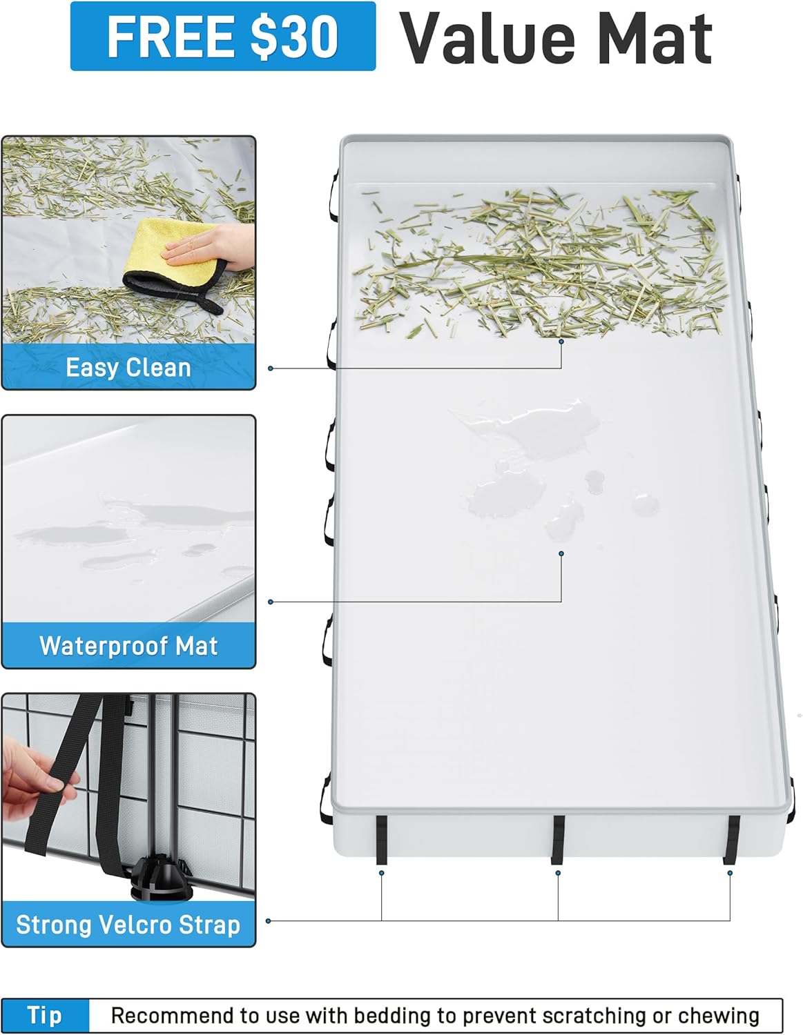 BUCATSTATE Guinea Pig Cages with Floor Mat, 20 Panels Guinea Pigs Playpen with Top Cover, Metal Rabbit Cage Indoor for Hedgehogs, Quail, Chickens