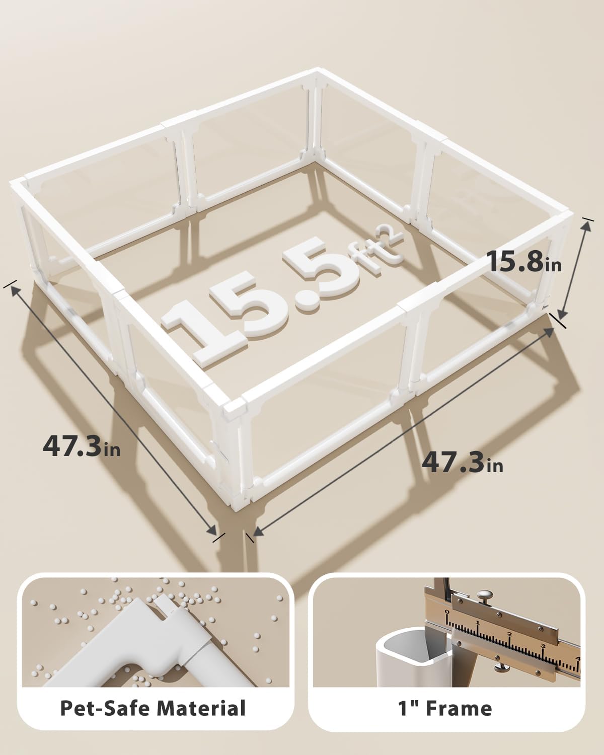 BUCATSTATE Acrylic Small Animal Playpen: 2 Size Options (7.8 & 15.5 sq ft) | Spacious Transparent Habitat, Easy Tool-Free Setup with Door for Rabbits, Guinea Pigs, Hedgehogs, Quail