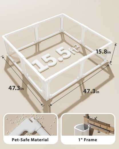 BUCATSTATE Acrylic Small Animal Playpen: 2 Size Options (7.8 & 15.5 sq ft) | Spacious Transparent Habitat, Easy Tool-Free Setup with Door for Rabbits, Guinea Pigs, Hedgehogs, Quail
