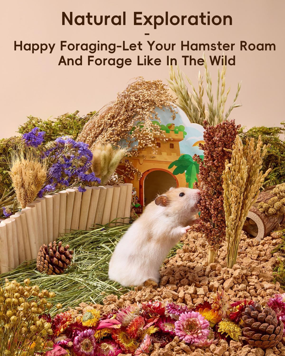 BUCATSTATE  Nature Flower Herb Hamster Bedding Cage Habitat Decor Grain Sprays for Syrian Dwarf Hamsters Gerbils Mice