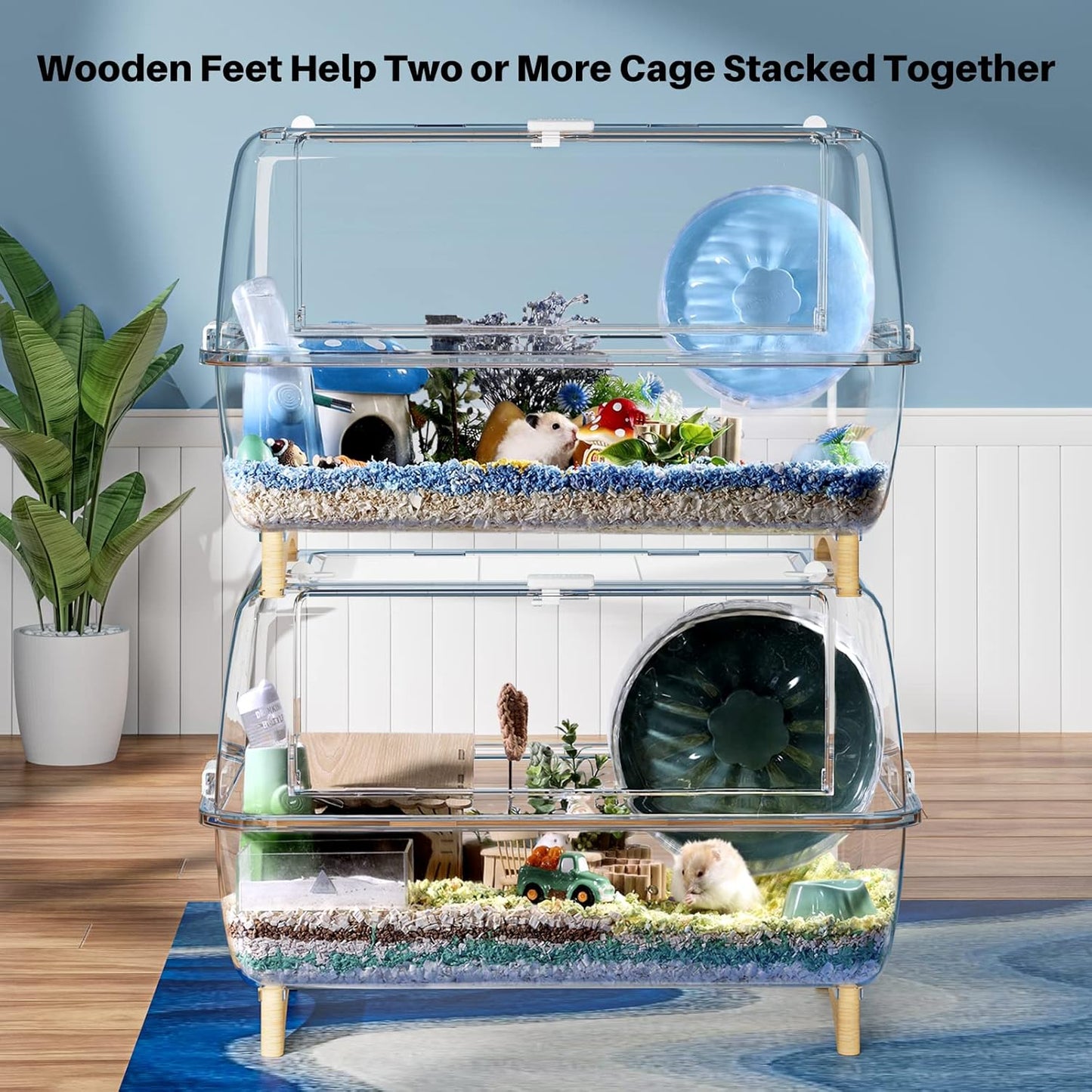 BUCATSTATE Hamster Fully Transparent Cage  25.5L x 16.5W x 13.8H inches (65cm x 42cm x 37cm)