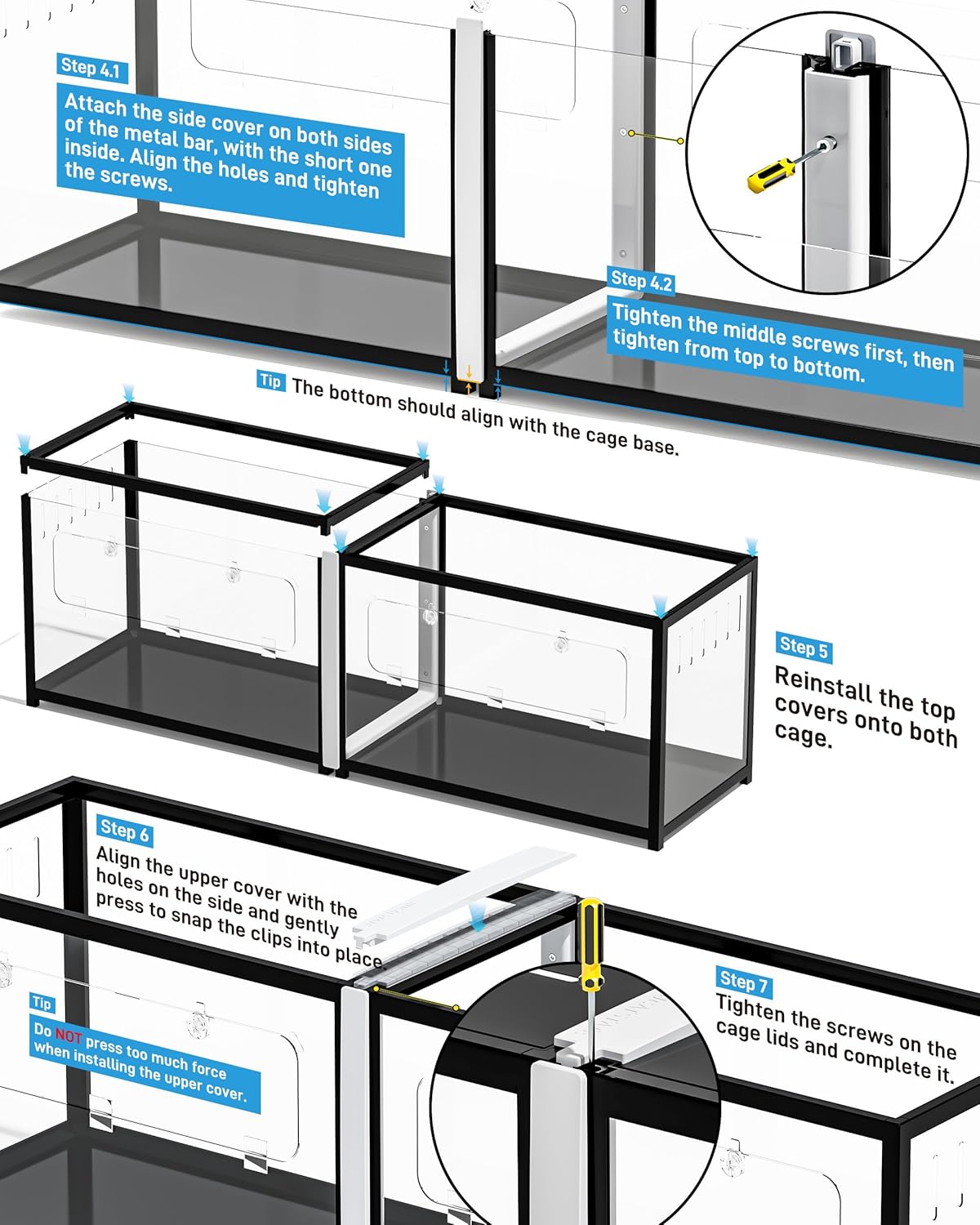 BUCATSTATE Cage 2.0 Universal Connection Accessories, Only for 31 in/80cm BUCATSTATE Metal Cages (White)
