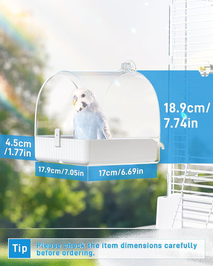 BUCATSTATE Hanging Bird Bath for Cage, 3 in 1 Multifunction Bird Bath/Bowl/House, Bird Cage Accessories Suitable for Small to Medium Birds, Like Lovebirds, Finches, Parakeets, Mannikin