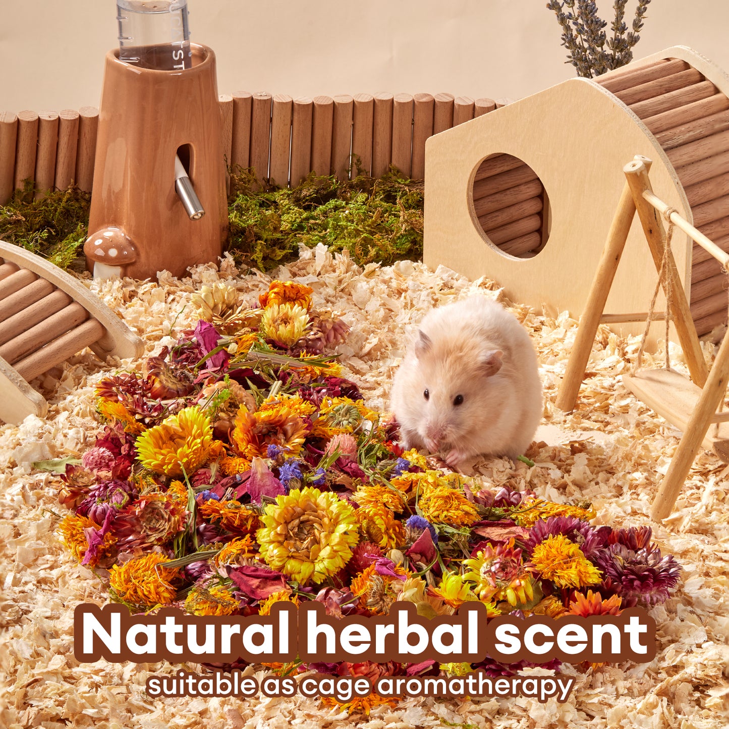 BUCATSTATE 5L Natural Flower & Hamster Bedding Soft Natural Bedding for Hamster Enrichment for Small Pets & Dwarf Syrian Hamsters, Gerbils, Mice,