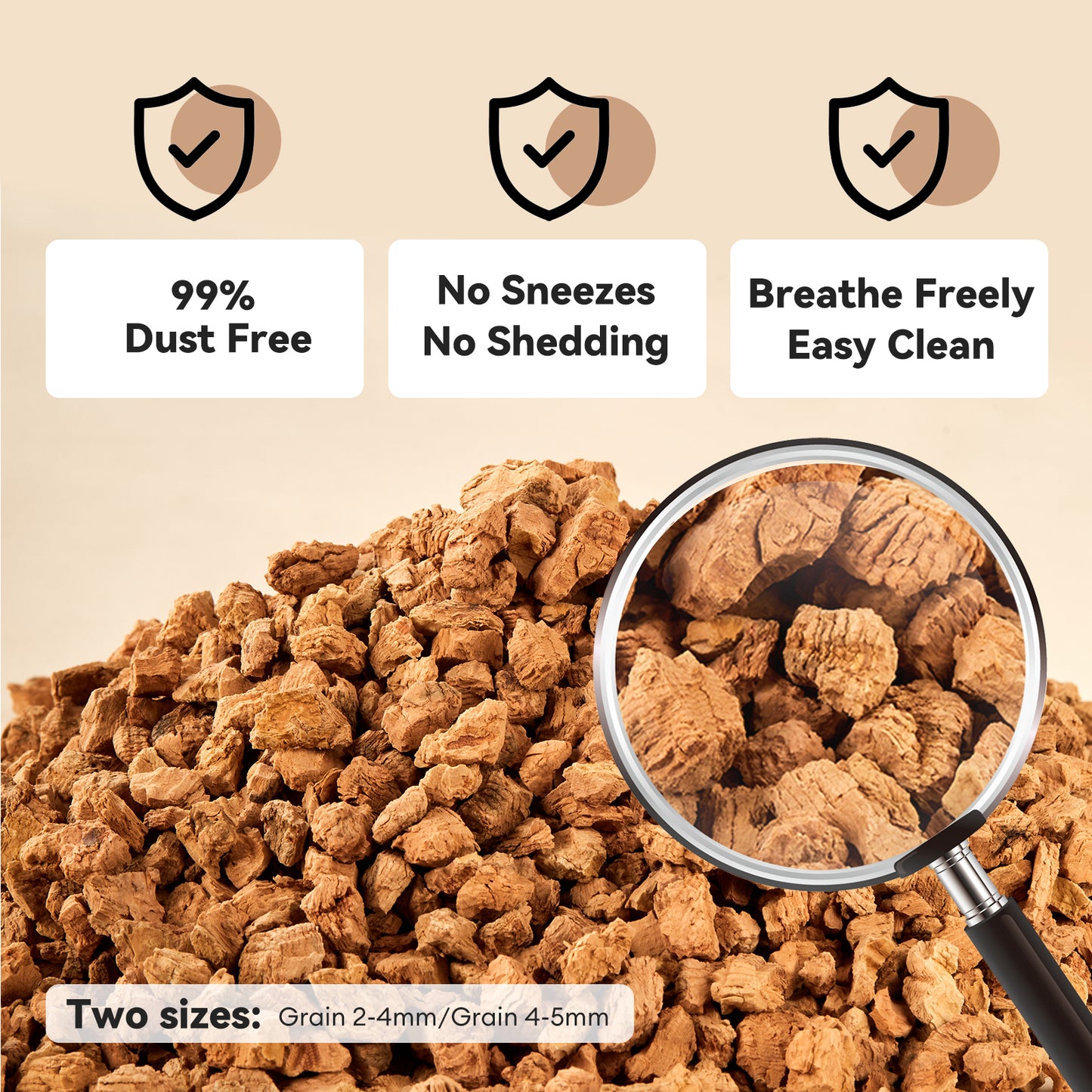 BUCATSTATE Cork Bedding 5L, Natural Hamster Bedding Odor Control for Dwarf Syrian Hamsters, Gerbils, Mice, Low-dust Hamster Substrate with Paper Hideout Box (Grain 2-4mm or 4-5mm)