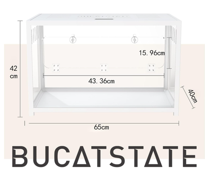 BUCATSTATE 65cm Metal Hamster Cage - Clear Aquarium Style, 2 Doors. Easy Assembly, Durable & Stable. For Hamsters, Hedgehogs, Reptiles. White, W65×D40×H42cm