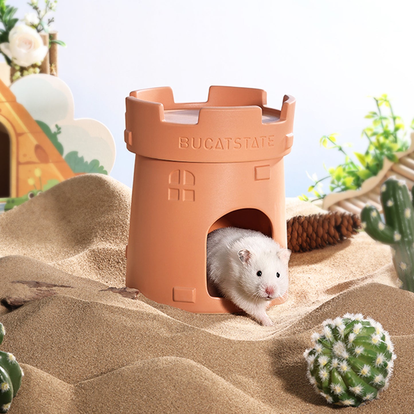 BUCATSTATE Castle Shape Ceramic Hamster Hideout Hamster Cool Nest