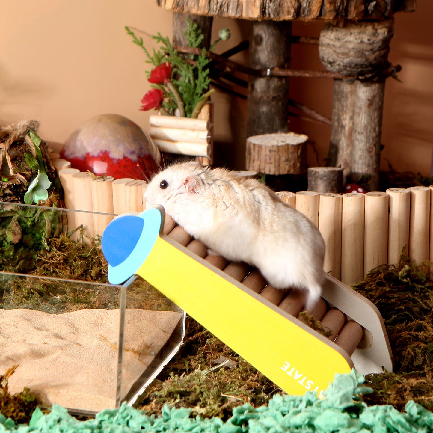 BUCATSTATE Hamster Climbing Ladder Wooden Toy